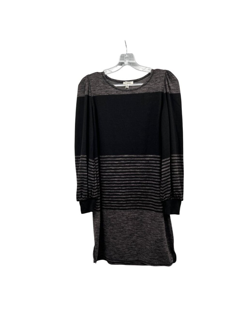Max Studio Womens Tunic Top Long Sleeve Black/Gray Stripe Size XS New